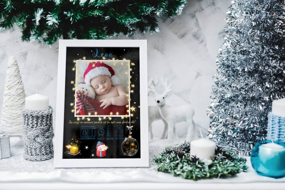 tablou personalizabil cu poză nou născut leon