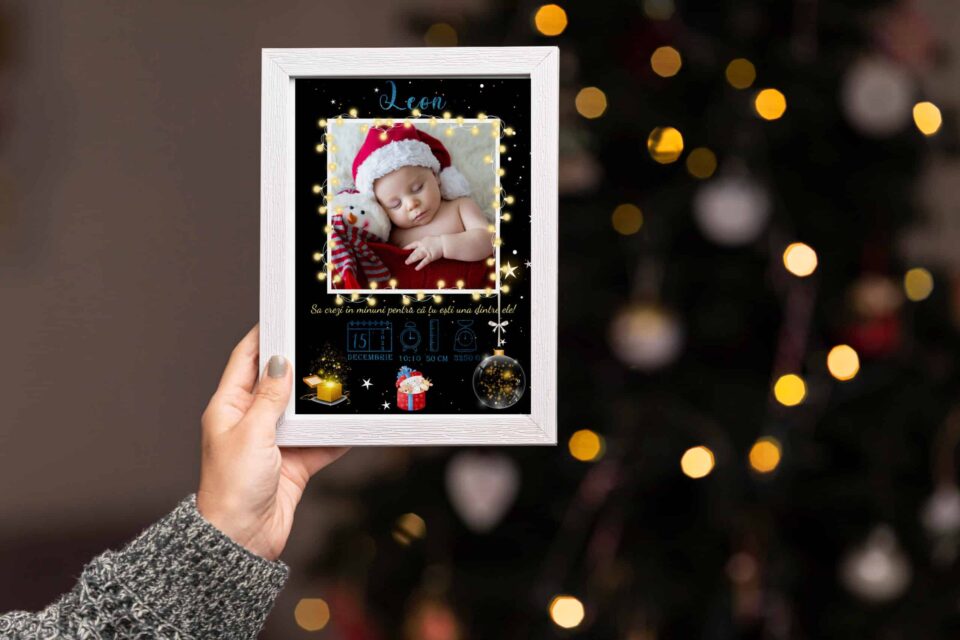 tablou personalizabil cu poză nou născut leon