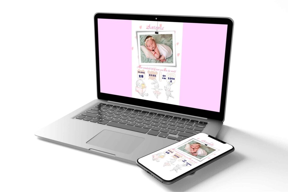 Antonia - Tablou Personalizabil cu Poză Nou-Născut în format electronic - imagine 3