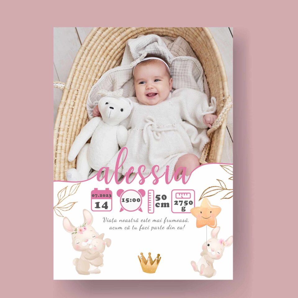 Alessia - Tablou Personalizabil cu Poză Nou-Născut în format electronic - imagine 2
