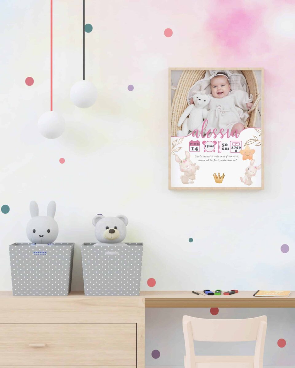 Tablou Personalizat cu Poză Nou-Născut Alessia - imagine 3