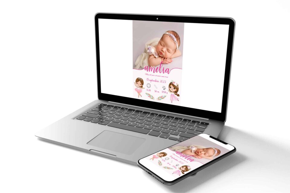 Amelia Tablou Personalizabil cu Poză Nou-Născut în format electronic - imagine 3