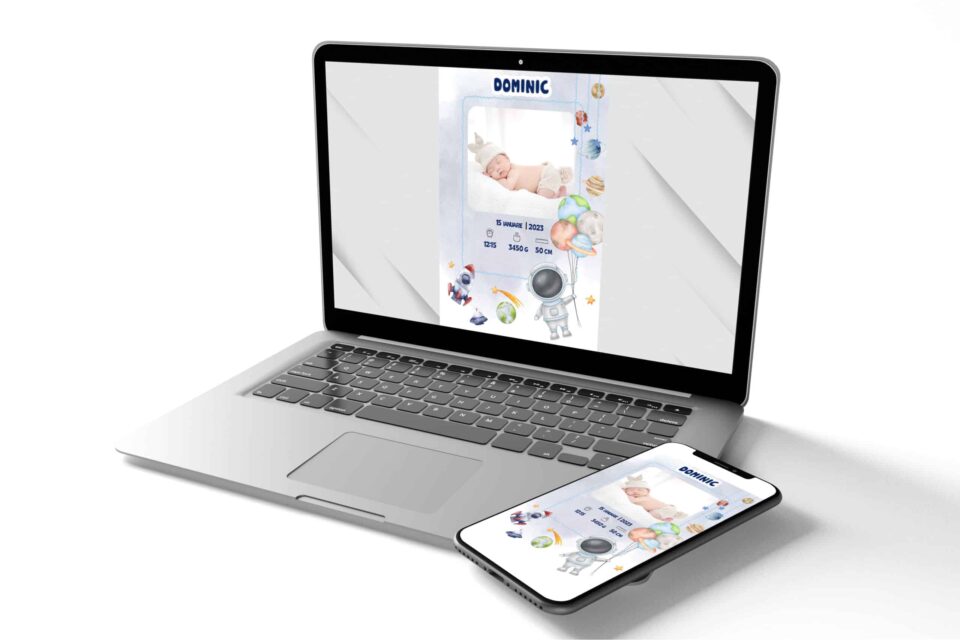 Dominic - Tablou Personalizabil cu Poză Nou-Născut în format electronic - imagine 3