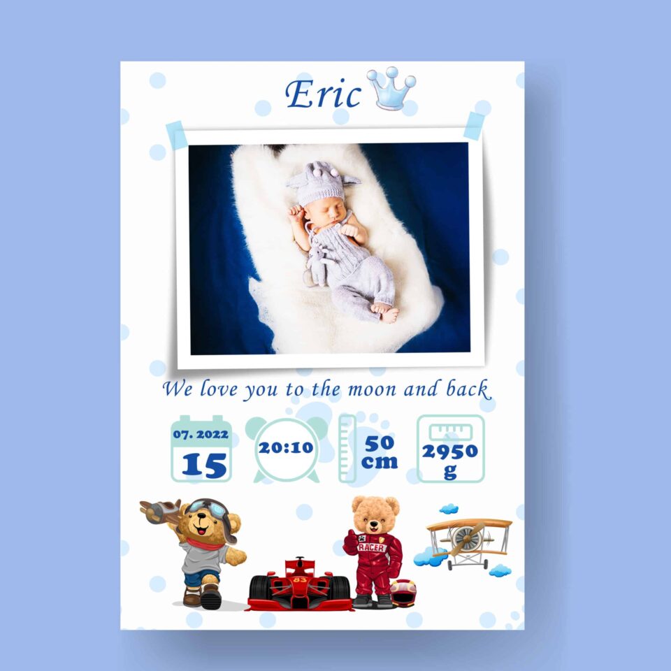 Eric - Tablou Personalizabil cu Poză Nou-Născut în format electronic - imagine 2