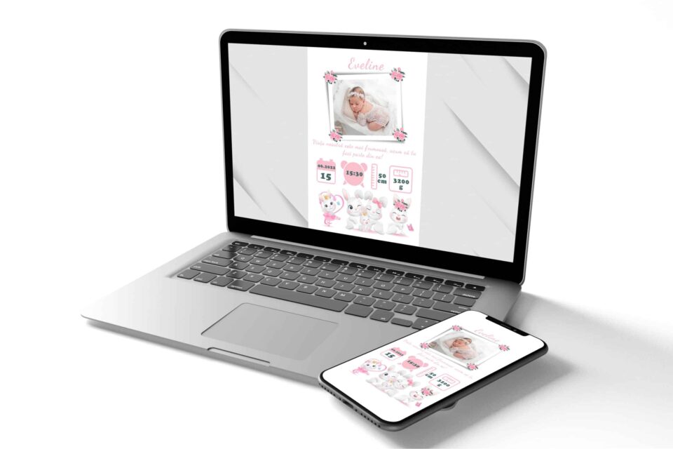 Eveline - Tablou Personalizabil cu Poză Nou-Născut în format electronic - imagine 3