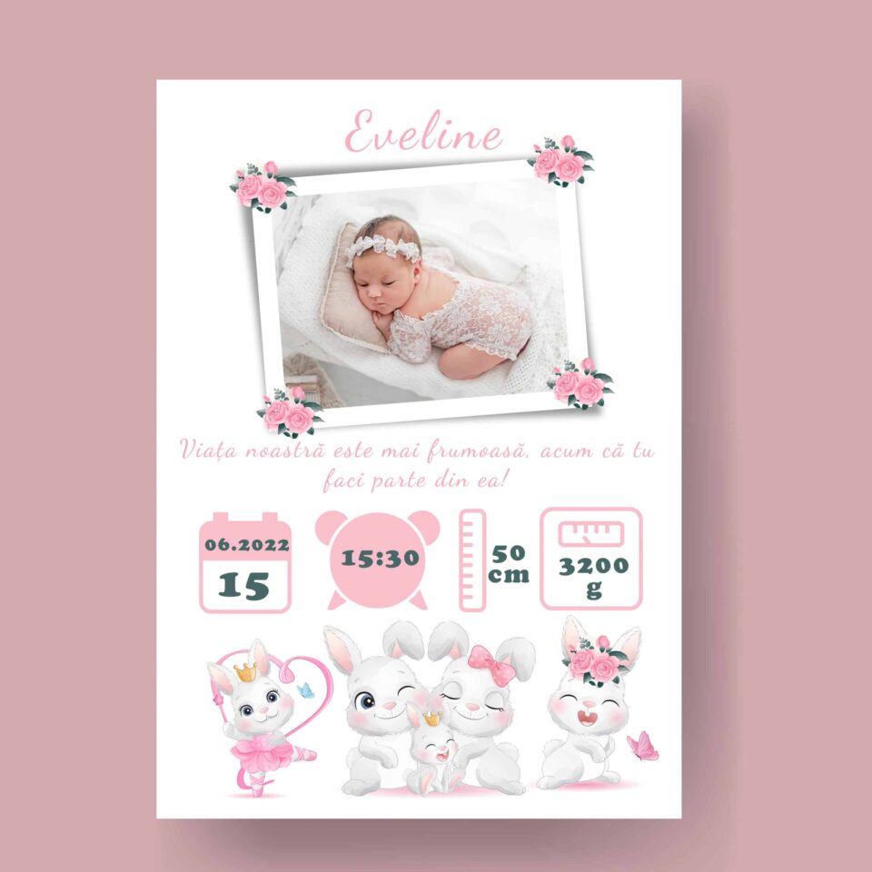 Eveline - Tablou Personalizabil cu Poză Nou-Născut în format electronic - imagine 2