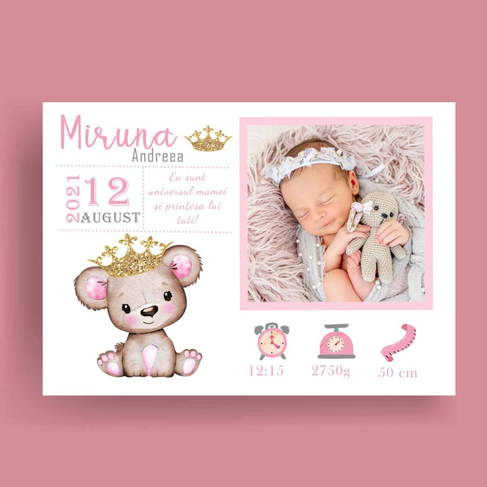 Miruna - Tablou Personalizabil cu Poză Nou-Născut în format electronic - imagine 2