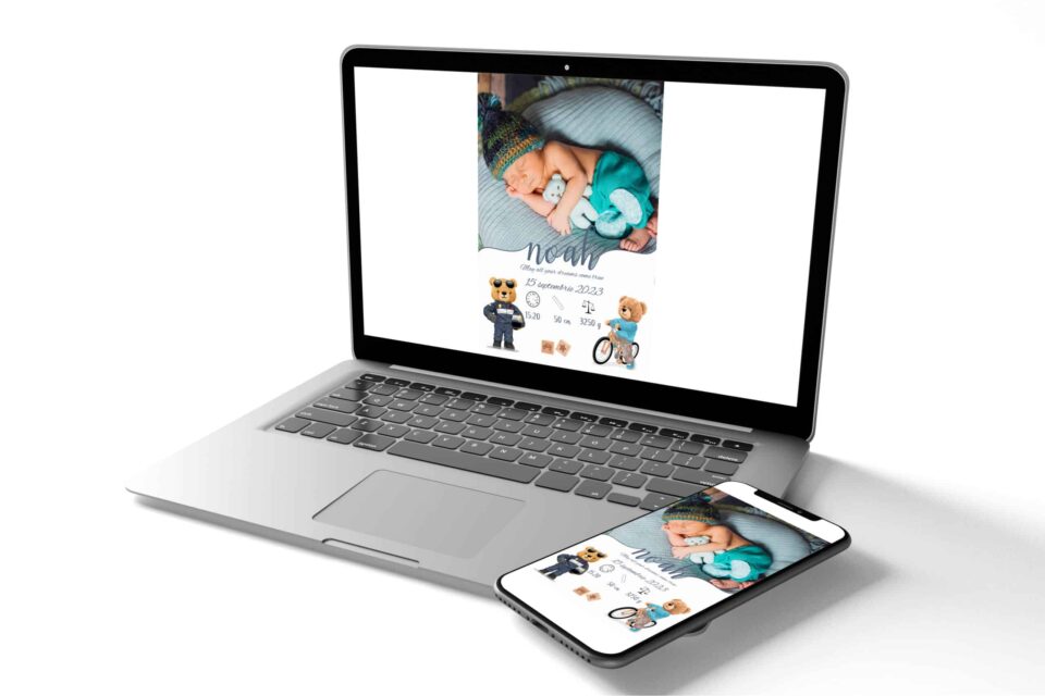 Noah Tablou Personalizabil cu Poză Nou-Născut în format electronic - imagine 3