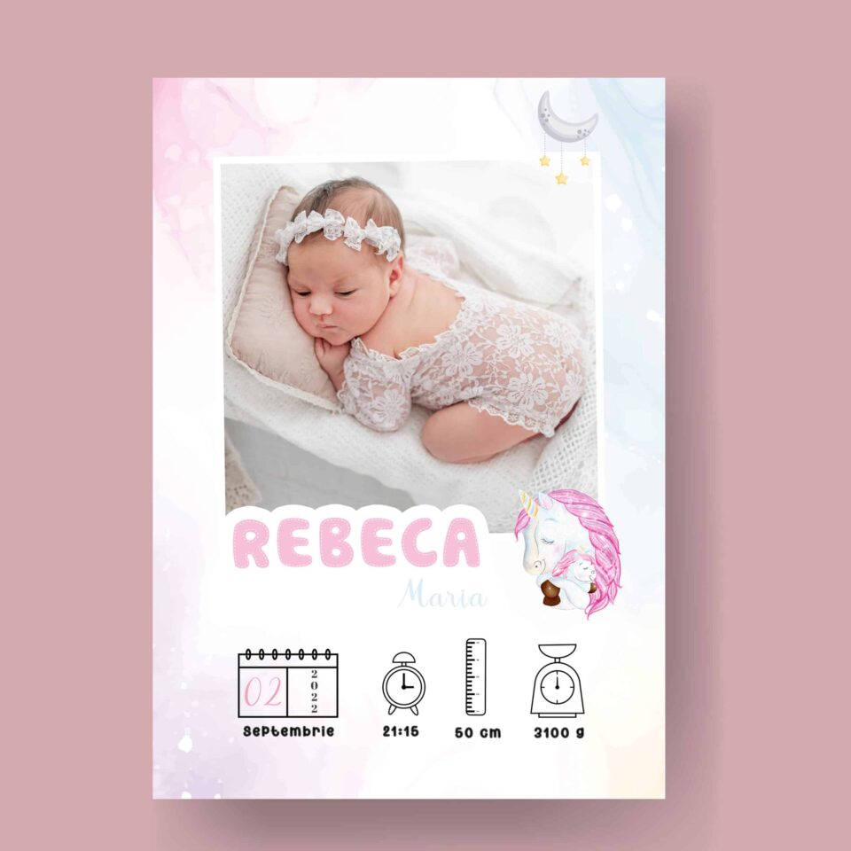 Rebeca - Tablou Personalizabil cu Poză Nou-Născut în format electronic - imagine 2