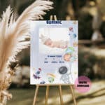 Poster naștere bebeluș cu tematică spațială