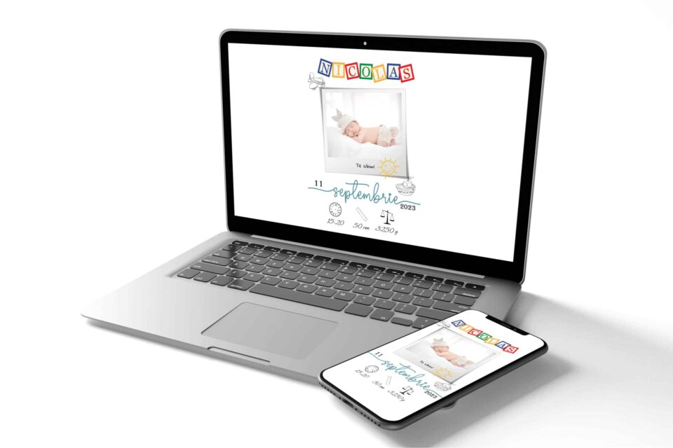 Nicolas - Tablou Personalizabil cu Poză Nou-Născut în format electronic - imagine 3