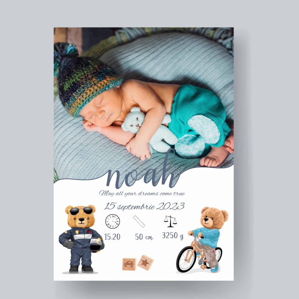 Noah Tablou Personalizabil cu Poză Nou-Născut în format electronic - imagine 2