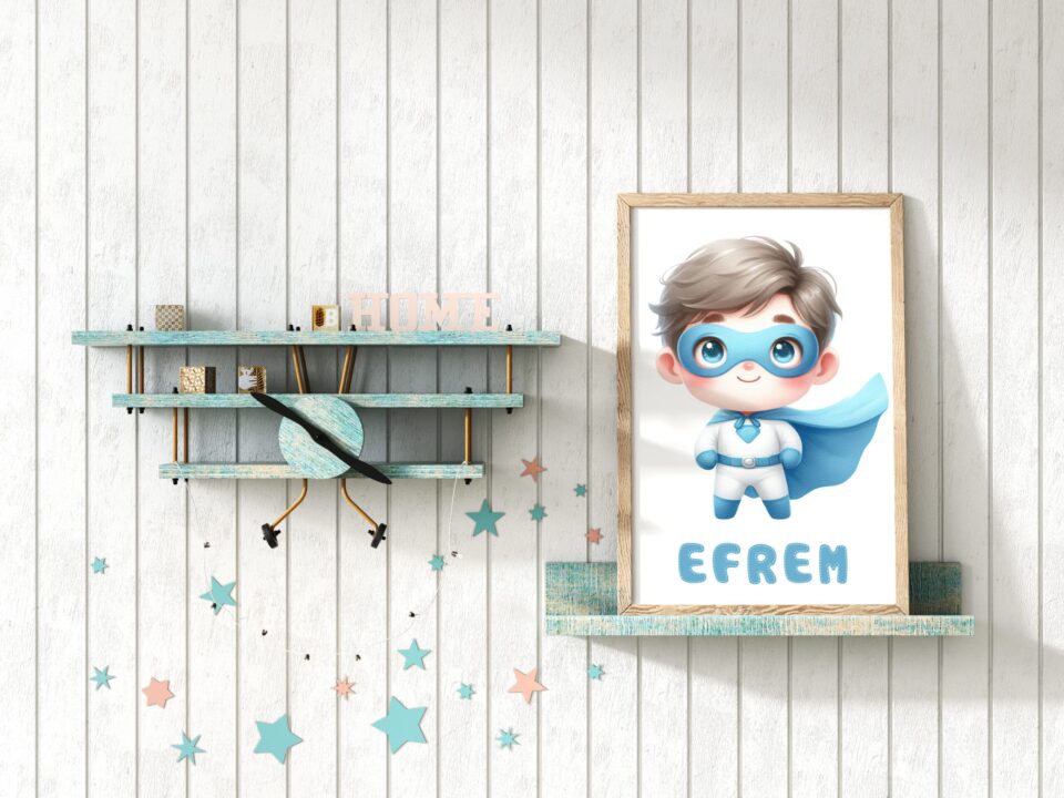 Efrem - Super Erou - Tablou cu Nume Personalizabil - imagine 2