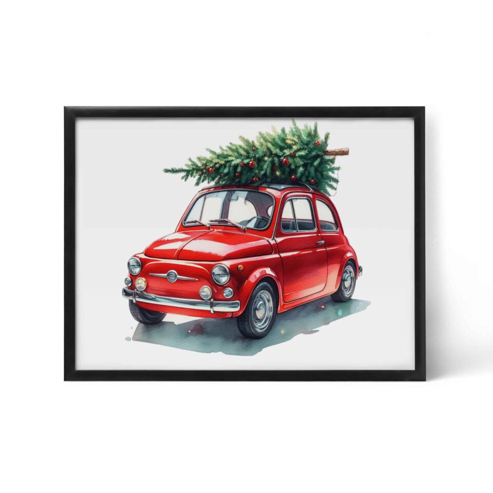 Red Christmas Car - Tablou de Iarnă - imagine 5