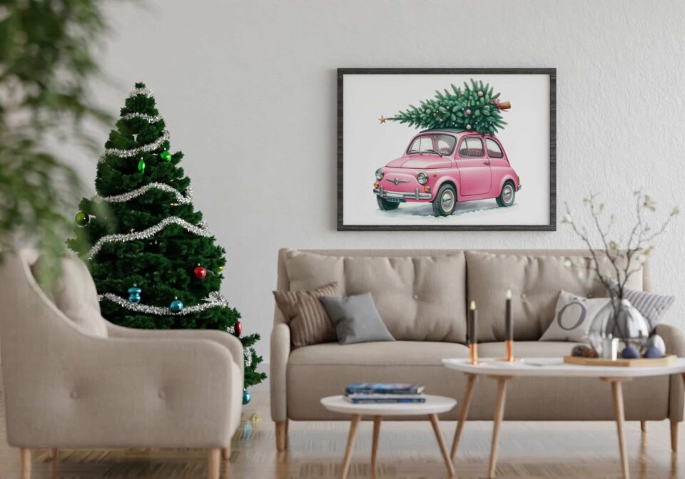 Pink Christmas Car - Tablou de Sărbători - imagine 2