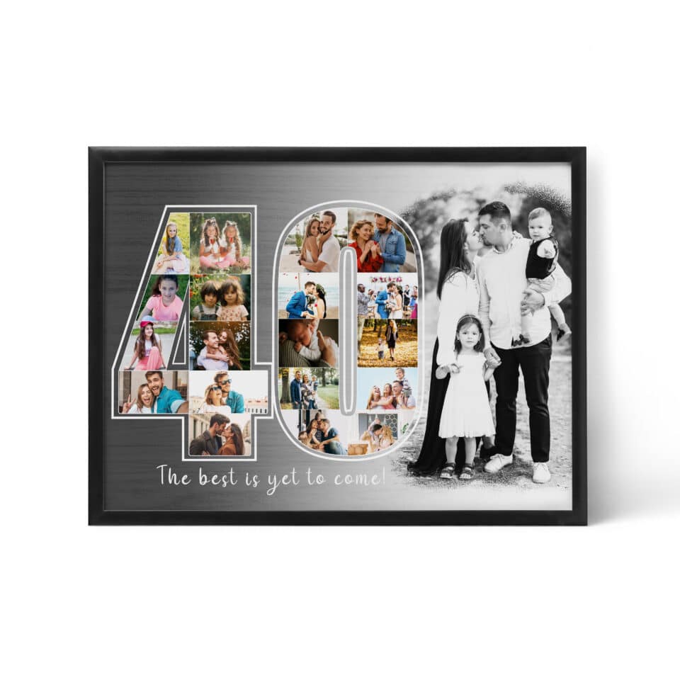 colaj aniversar 40 ani tablou personalizat cu 20 fotografii și mesaj