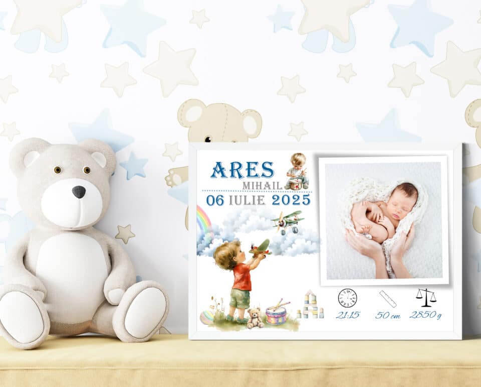 Tablou Personalizat cu Poză Nou-Născut - Ares - imagine 2