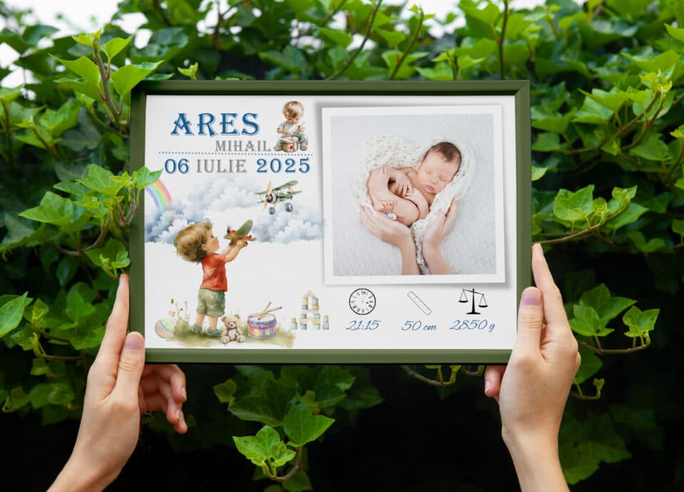 Tablou Personalizat cu Poză Nou-Născut - Ares - imagine 3
