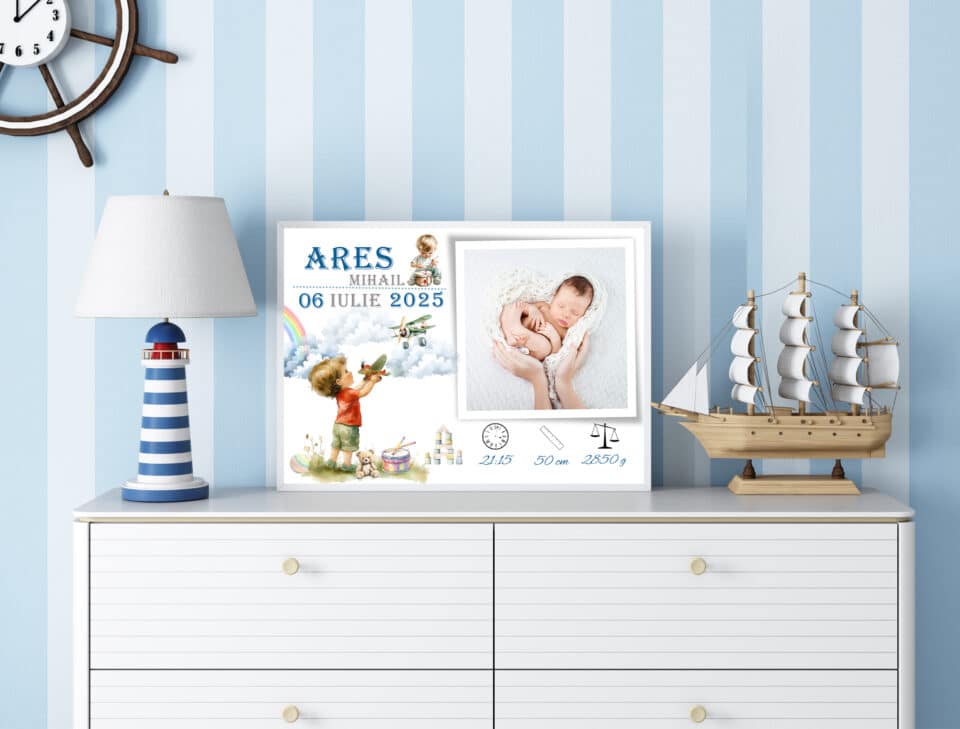 Tablou Personalizat cu Poză Nou-Născut - Ares - imagine 5