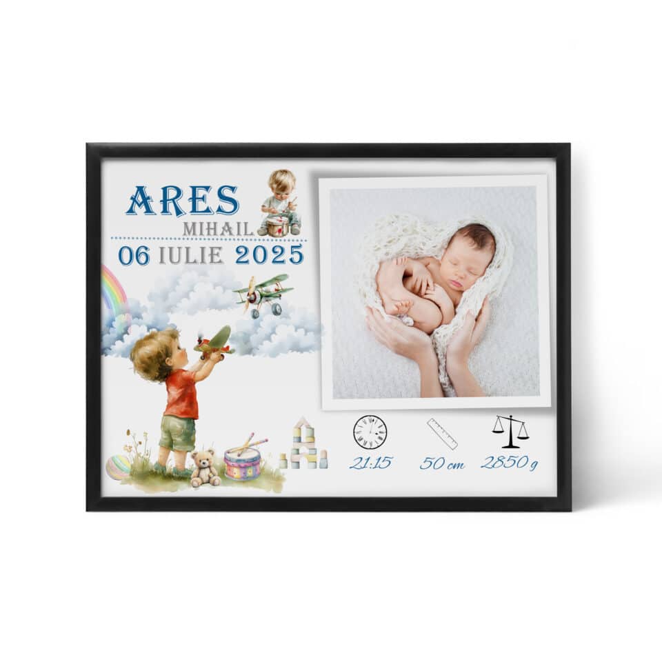 Tablou Personalizat cu Poză Nou-Născut - Ares - imagine 6