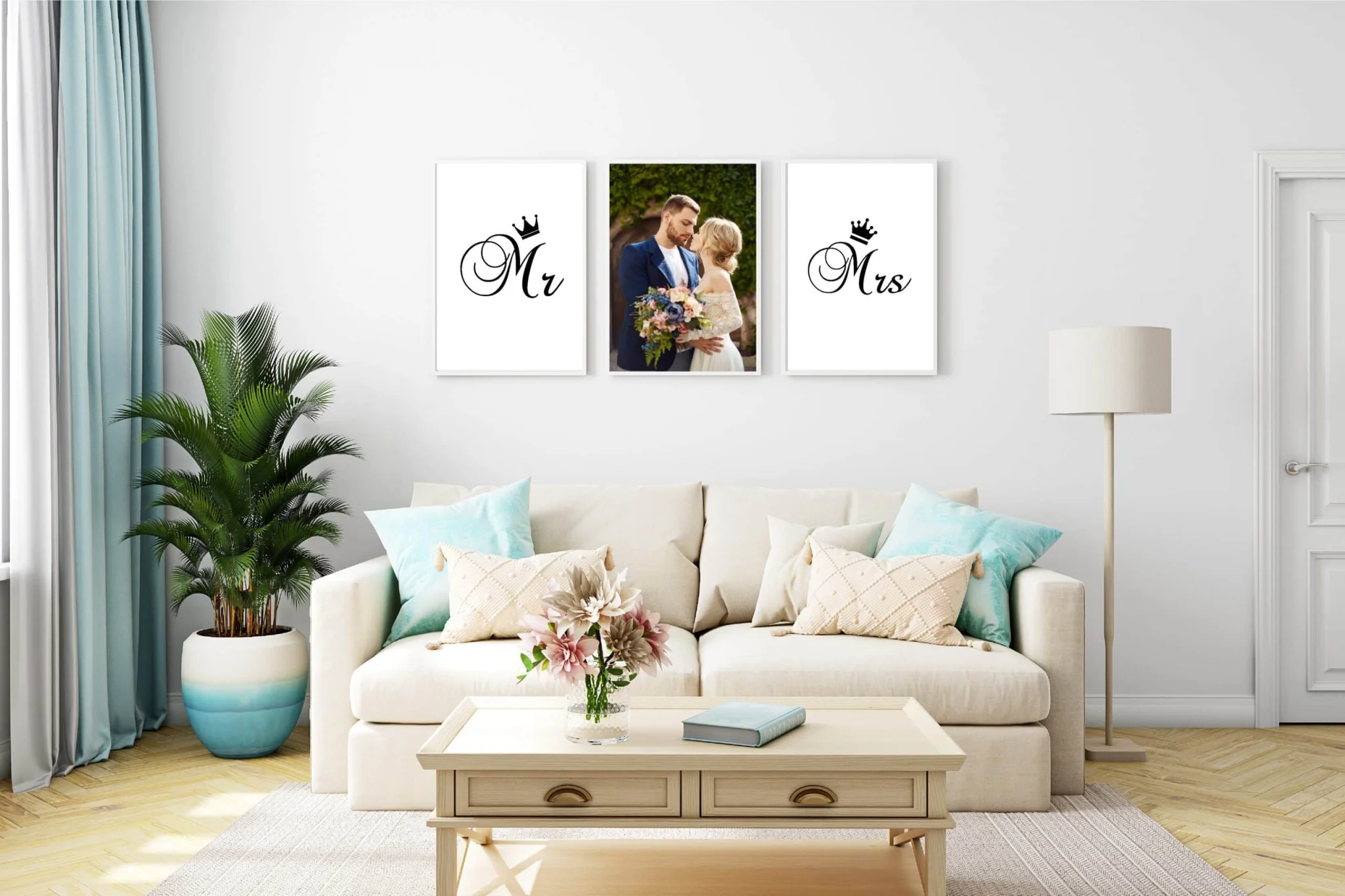 set 3 tablouri personalizate mr&mrs